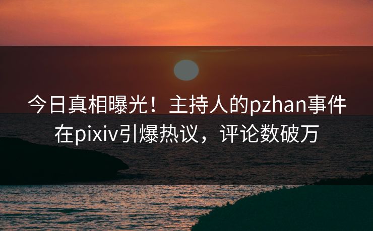 今日真相曝光！主持人的pzhan事件在pixiv引爆热议，评论数破万