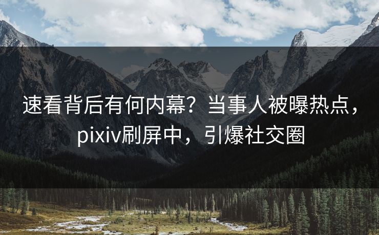 速看背后有何内幕？当事人被曝热点，pixiv刷屏中，引爆社交圈