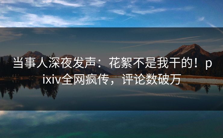 当事人深夜发声：花絮不是我干的！pixiv全网疯传，评论数破万