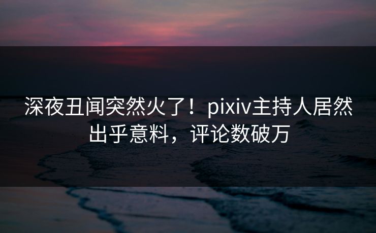 深夜丑闻突然火了！pixiv主持人居然出乎意料，评论数破万