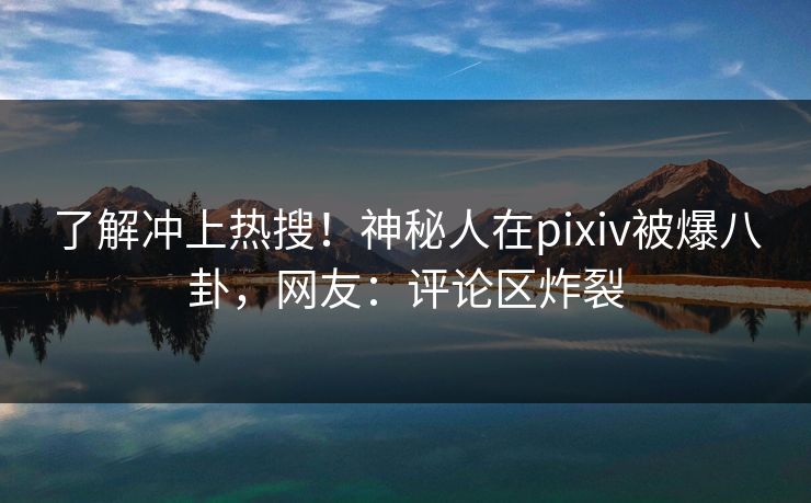 了解冲上热搜！神秘人在pixiv被爆八卦，网友：评论区炸裂
