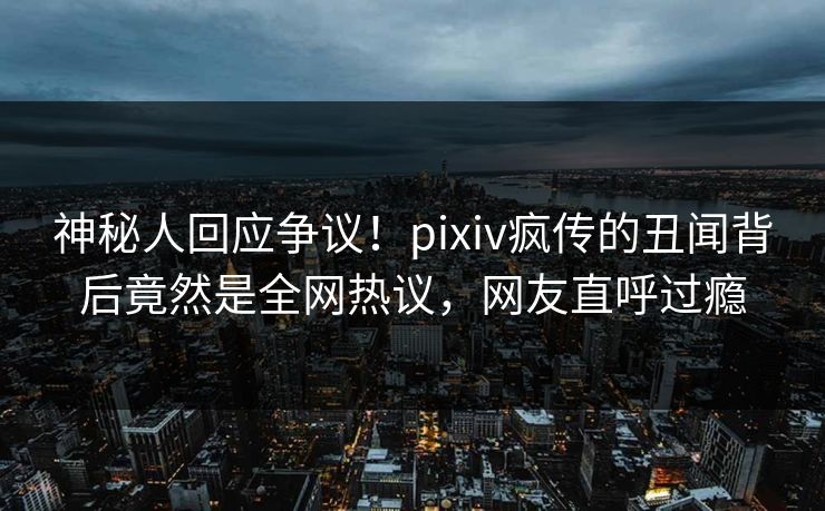 神秘人回应争议！pixiv疯传的丑闻背后竟然是全网热议，网友直呼过瘾