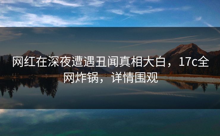 网红在深夜遭遇丑闻真相大白，17c全网炸锅，详情围观