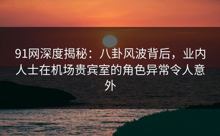 91网深度揭秘：八卦风波背后，业内人士在机场贵宾室的角色异常令人意外